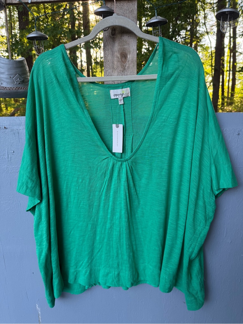 Anthropologie Porridge Green Oversized Top NWT‎ Large Boho Dolman Sleeve Blouse